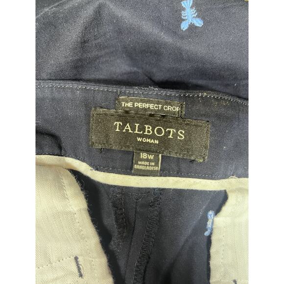 Talbots Pants Womens 18W Perfect Crop Embroidered Lobster Crab Nautical Capri - Picture 6 of 12